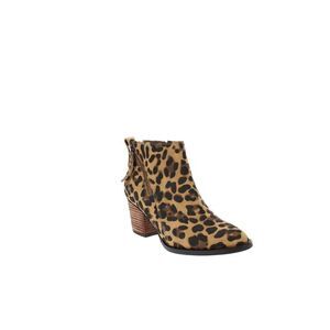 AQUA COLLEGE Womens Brown Nancy Almond Toe Block Heel Leather Booties 8.5 M